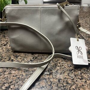HOBO Light Gray Leather Crossbody Bag